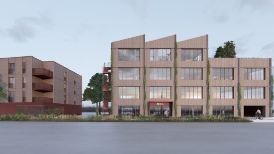 vooraanzicht nieuw kantoorgebouw seringenstraat